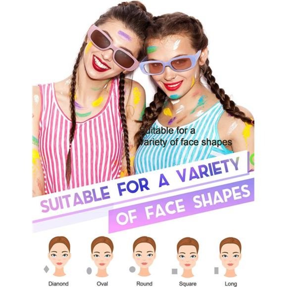 10 Pack Small Rectangle Sunglasses Women Retro Square Glasses 90s Vintage Trendy main image 6
